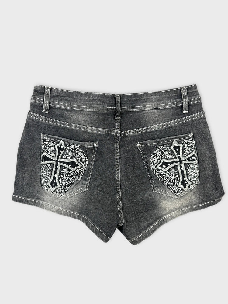 Edgy Black Denim Jean Shorts for Summer (W28 / M)