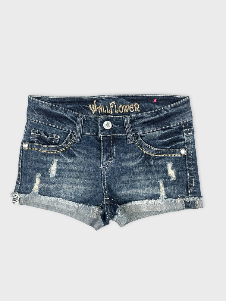 Edgy Blue Denim Cutoff Shorts (W26 / S)
