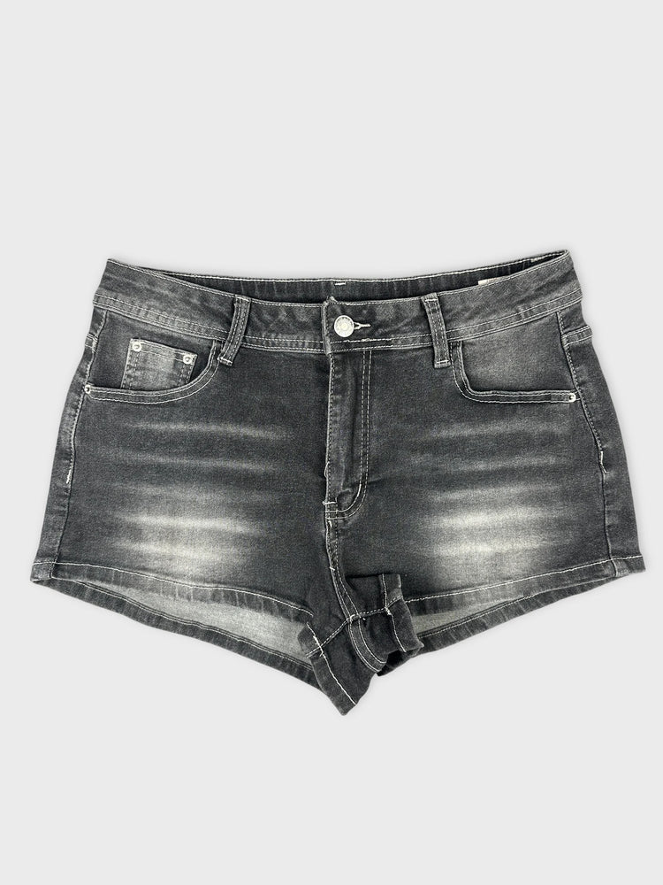 Edgy Black Denim Jean Shorts for Summer (W28 / M)