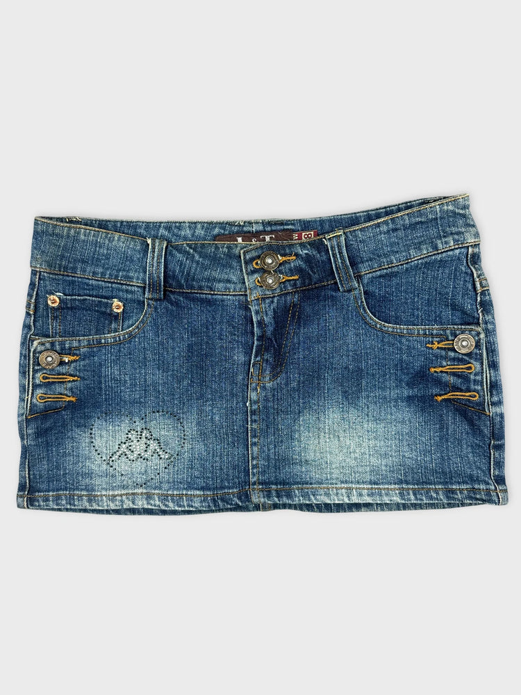 Classic Denim Miniskirt with Distressed Detail (W28 / M)