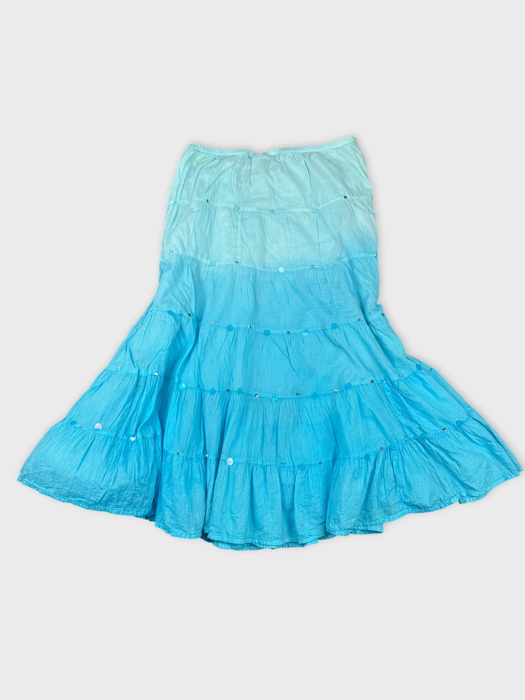 Aqua Layered Skirt with Gleaming Details (W28 / M)