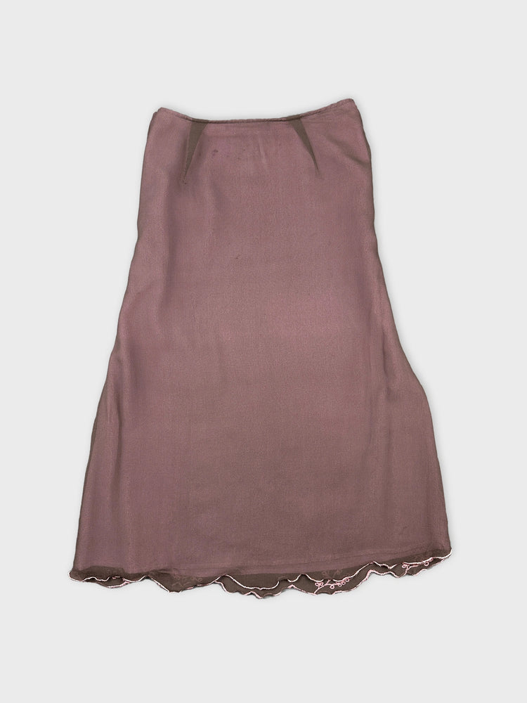 Chic Silk Skirt with Floral Embroidery (W28 / M)