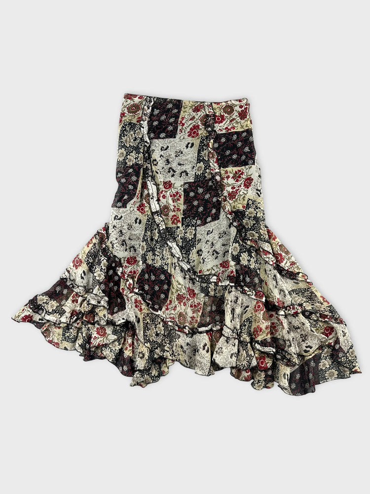 Patchwork Maxi Skirt with Frill Hem (W30 / L)