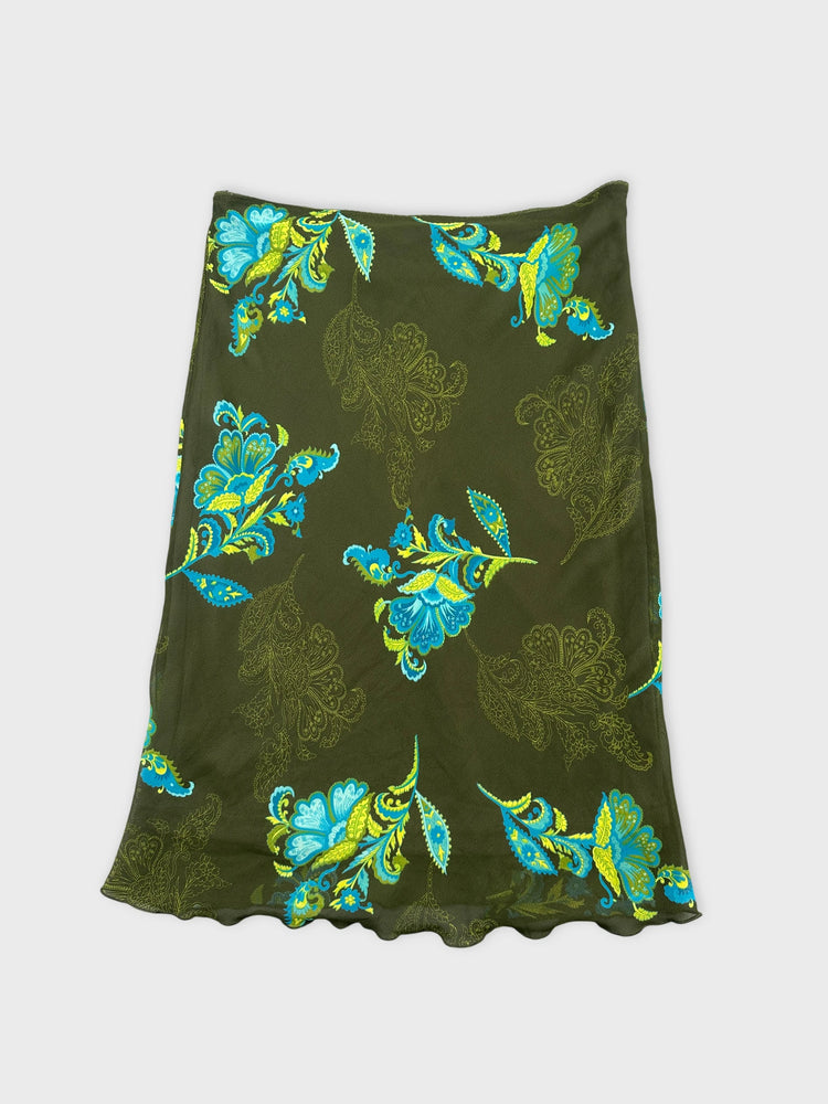 Floral Mesh Skirt with Ruffled Hem (W31 / L)