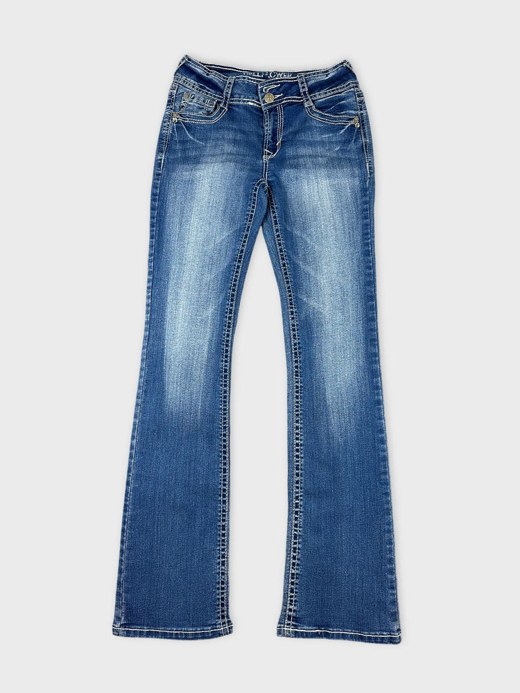 Chic Wide Leg Jeans with Vintage Flair (W26 / S)