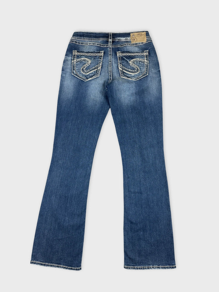 Flared Denim Jeans with Stitching Details (W28 / M)