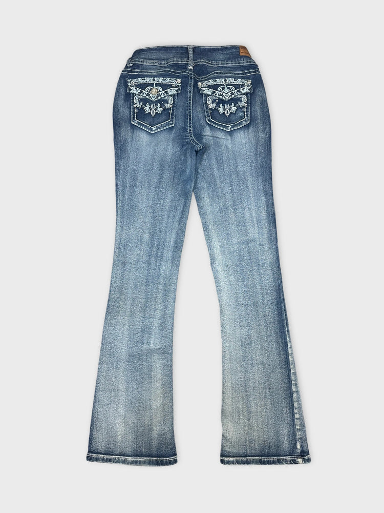 Flared Denim Jeans with Vintage Wash (W25 / XS)