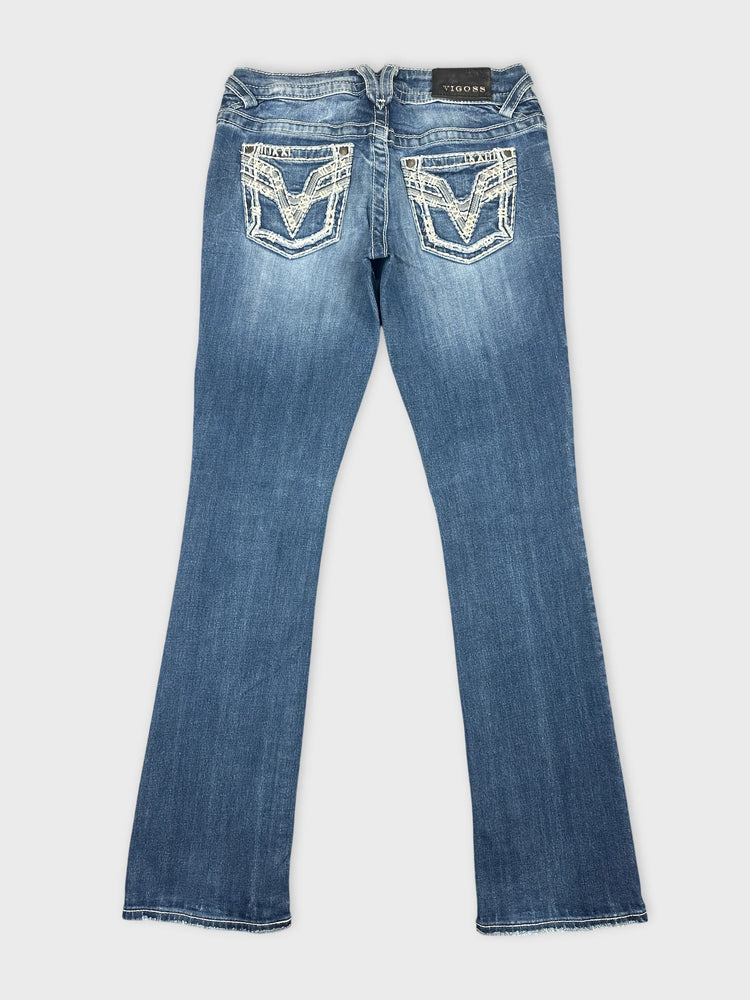 Distressed Denim Jeans with Flare Leg (W28 / M)