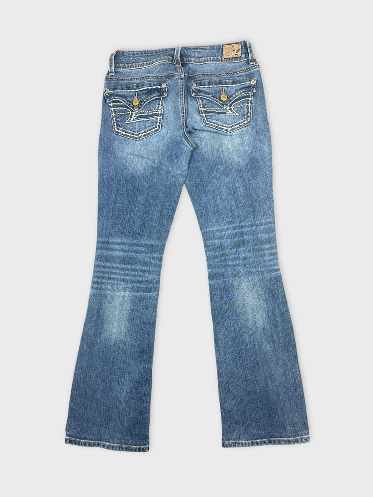 Flared Denim Jeans with Vintage Wash (W26 / S)