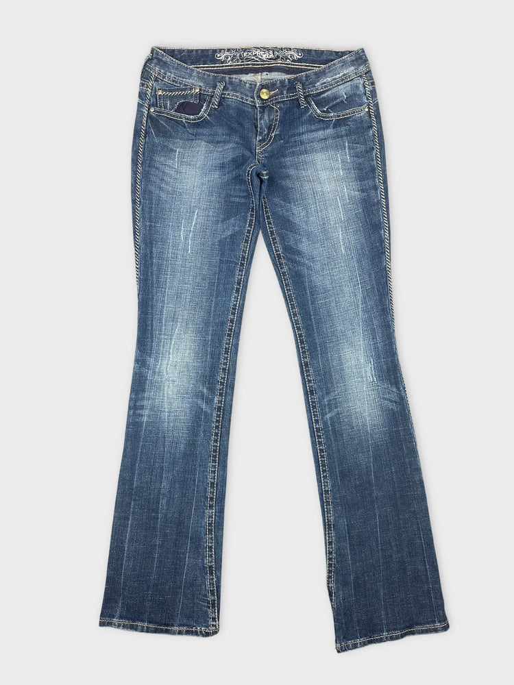 Vintage Denim Flare Jeans with Distressed Detail (W31 / L)