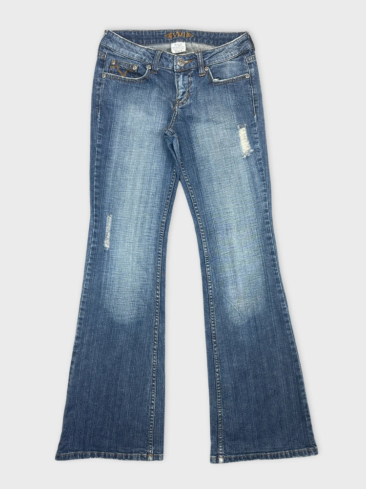 Flared Denim Jeans with Distress Detail (W27 / S)