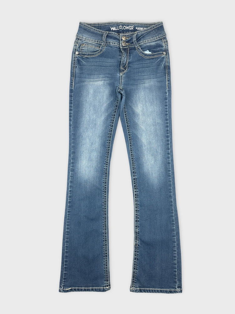 Flared Denim Jeans with Vintage Wash (W25 / XS)