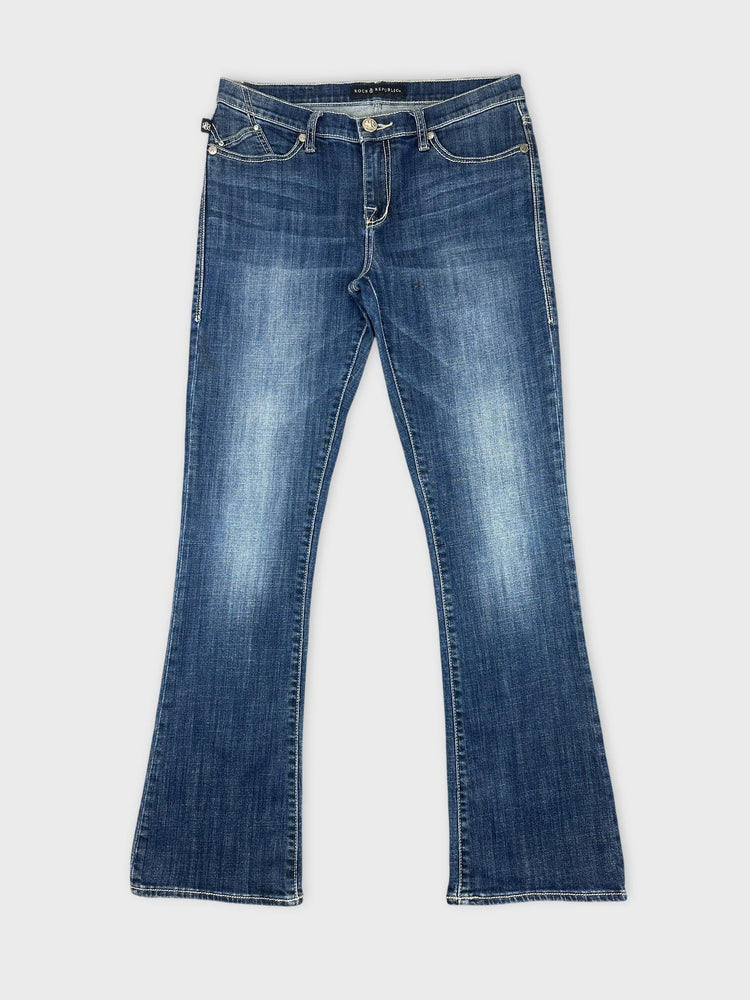 Rock Republic Flared Denim Jeans with Trendy Wash (W31 / L)