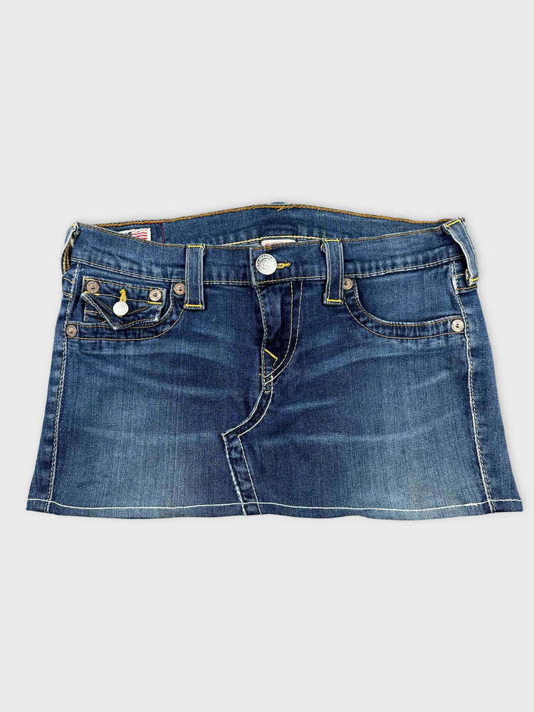 Navy Lace-Up Denim Top with Flared Sleeves (S)