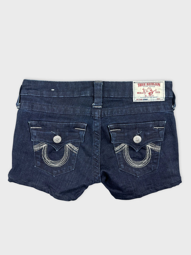 True Religion Dark Denim Shorts with Stylish Details (W26 / S)