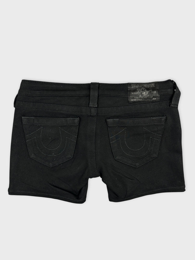 Chic Black Denim Shorts with Cool Detail (W27 / S)