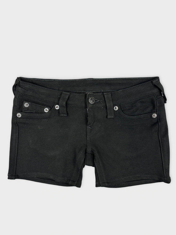 Chic Black Denim Shorts with Cool Detail (W27 / S)