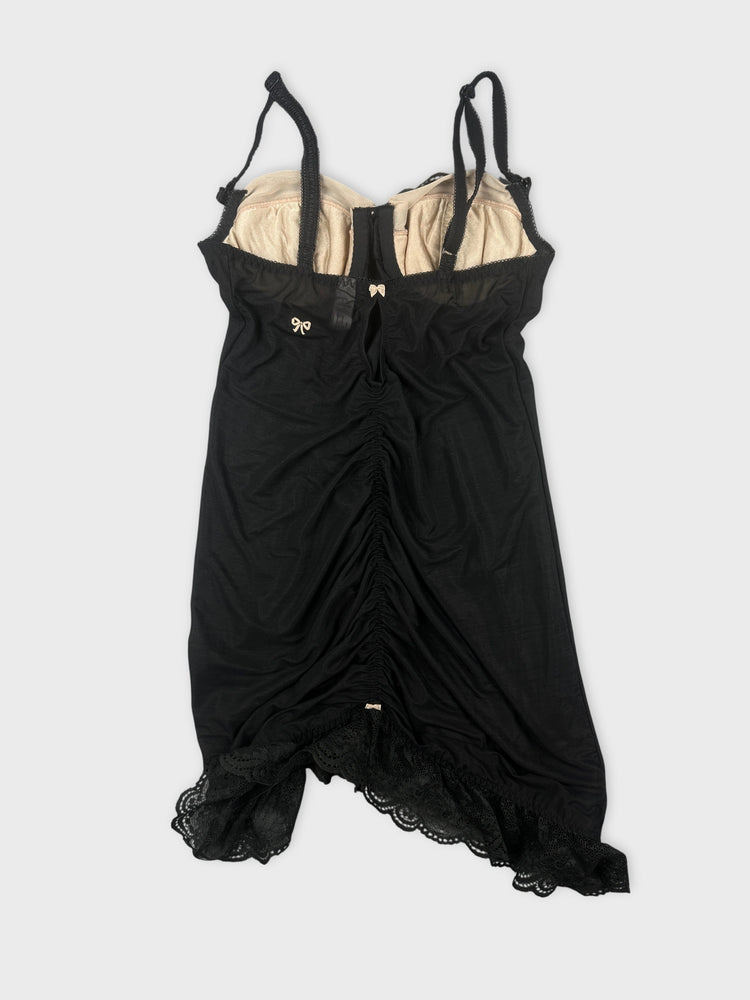 Black Lace-Trimmed Camisole with Sheer Detail (S)