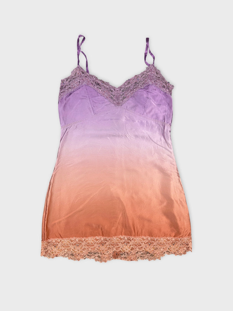 Ombre Silk Camisole with Lace Trim (XS)