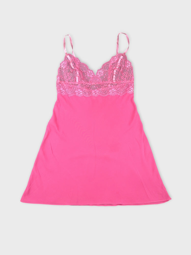 Pink Lace Trim Camisole Top (S)