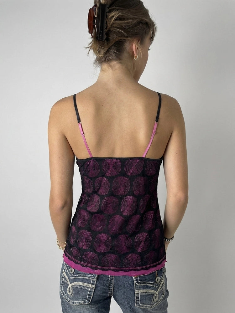 Purple Lace Camisole with Sheer Details (S)