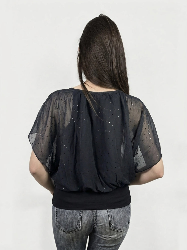 Black Sheer Top with Sparkles (M)