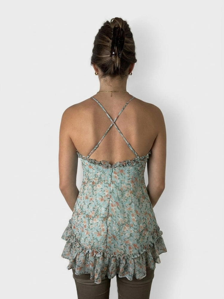Floral Lace Camisole Top with Frill (XS)