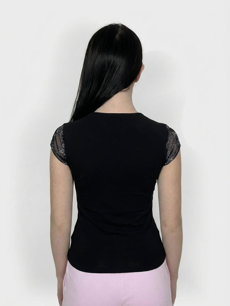 Floral Mesh Top for Effortless Chic (S)