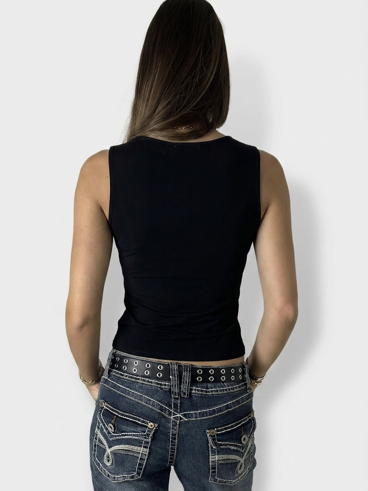 Black Twist Top for Effortless Chic (S)