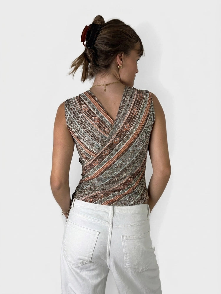 Stylish Multicolor Wrap Top for Casual Vibes (S)