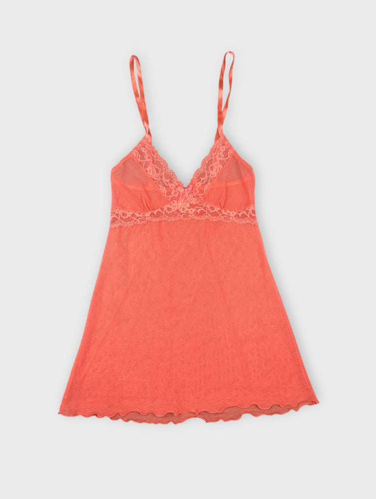 Coral Lace Trim Cami Dress (XS)