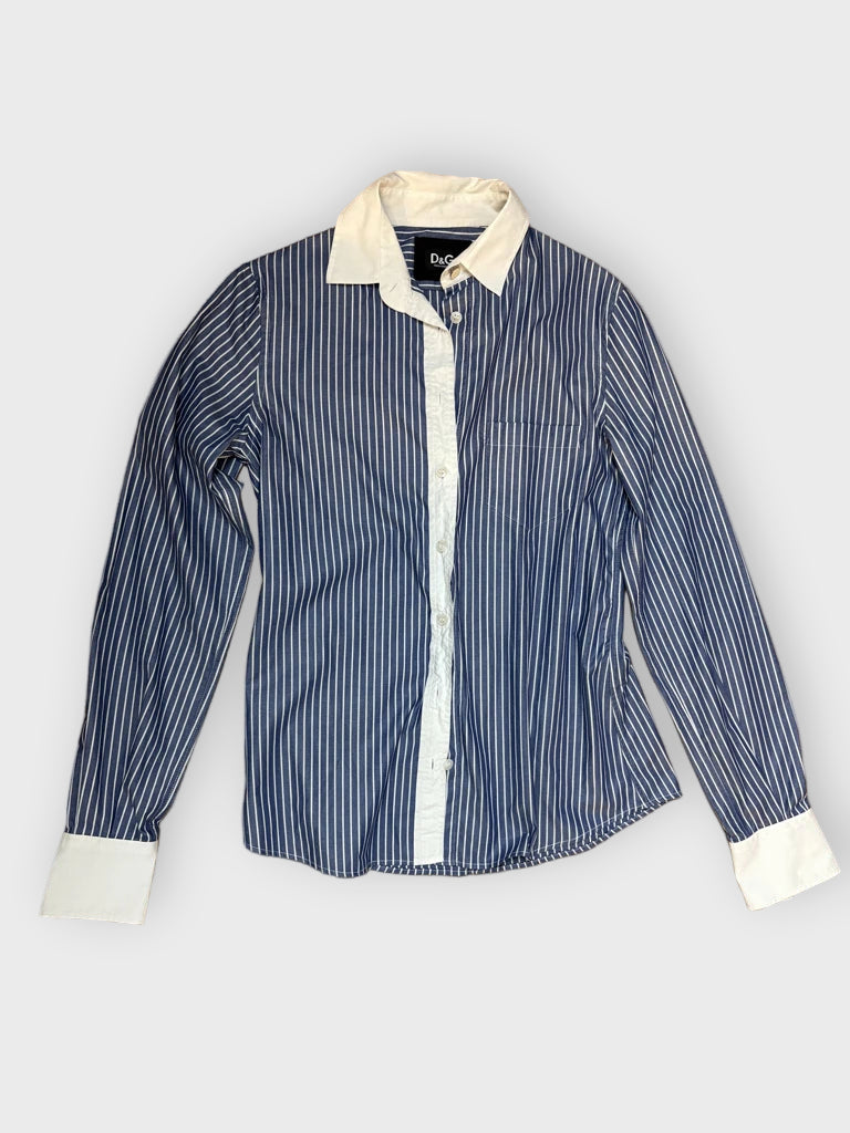 detail view, Dolce & Gabbana Y2K Navy Blue Button-Up Top, vintage Y2K second hand piece, image 6