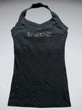 Bebe Rhinestone Logo Halter Top (L)