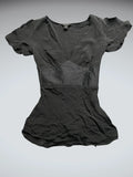 Black Satin Empire Waist Top (S)