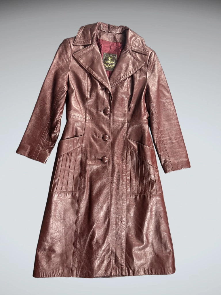 Dan di Mode Burgundy Genuine Leather Coat (M)