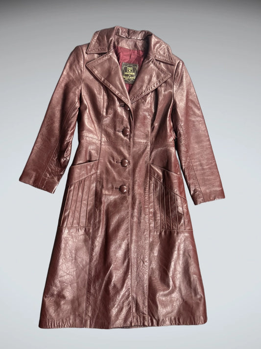 Dan di Mode Burgundy Genuine Leather Coat (M)