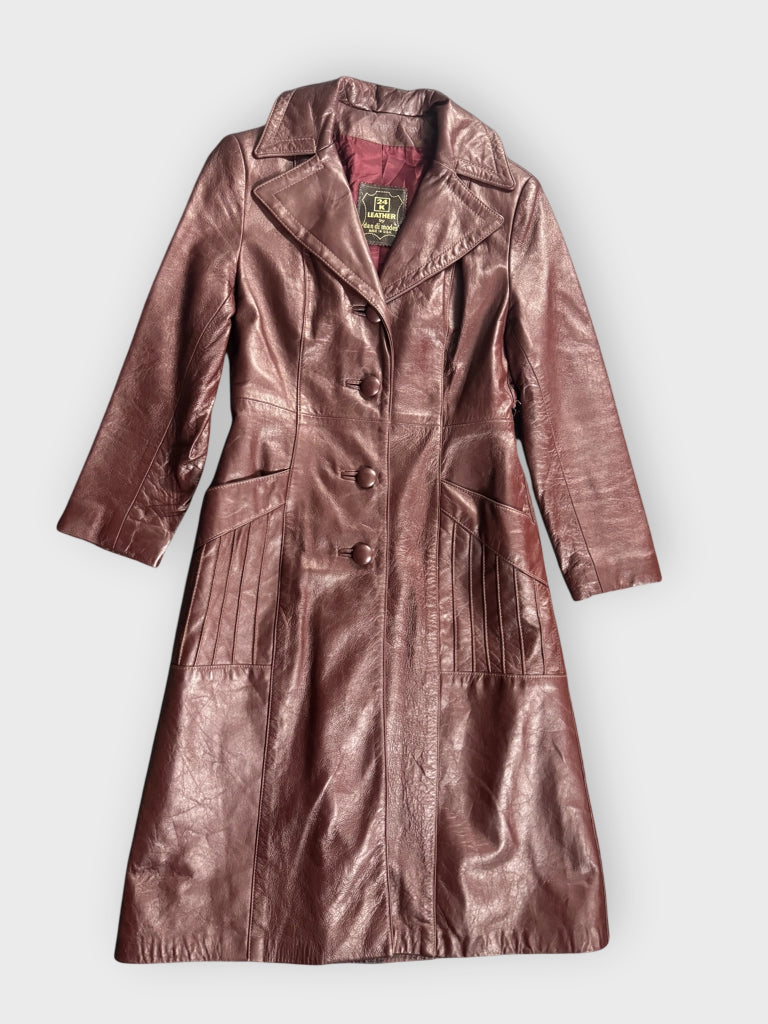 Dan di Mode Burgundy Genuine Leather Coat (M)