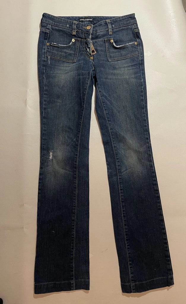Y2K Zip Detail D&G Low Rise Jeans (M)