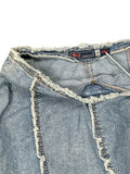 Boho Floral Embroidered Denim Skirt (S)