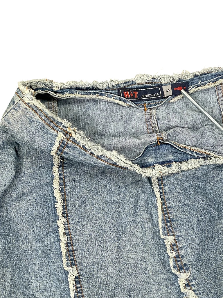 Boho Floral Embroidered Denim Skirt (S)