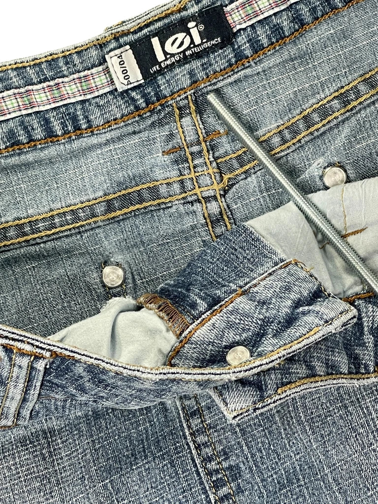 LEI Blue Denim Skirt with Ruffled Hem (L)