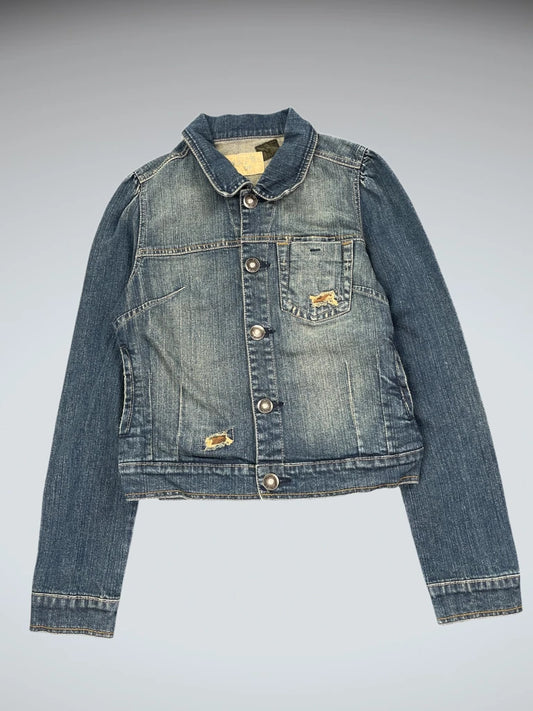 Starz Distressed Zip Up Denim Jacket (S)
