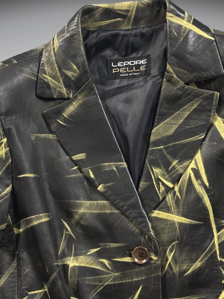 Lepore Pelle Black Pattern Vintage Blazer (M)