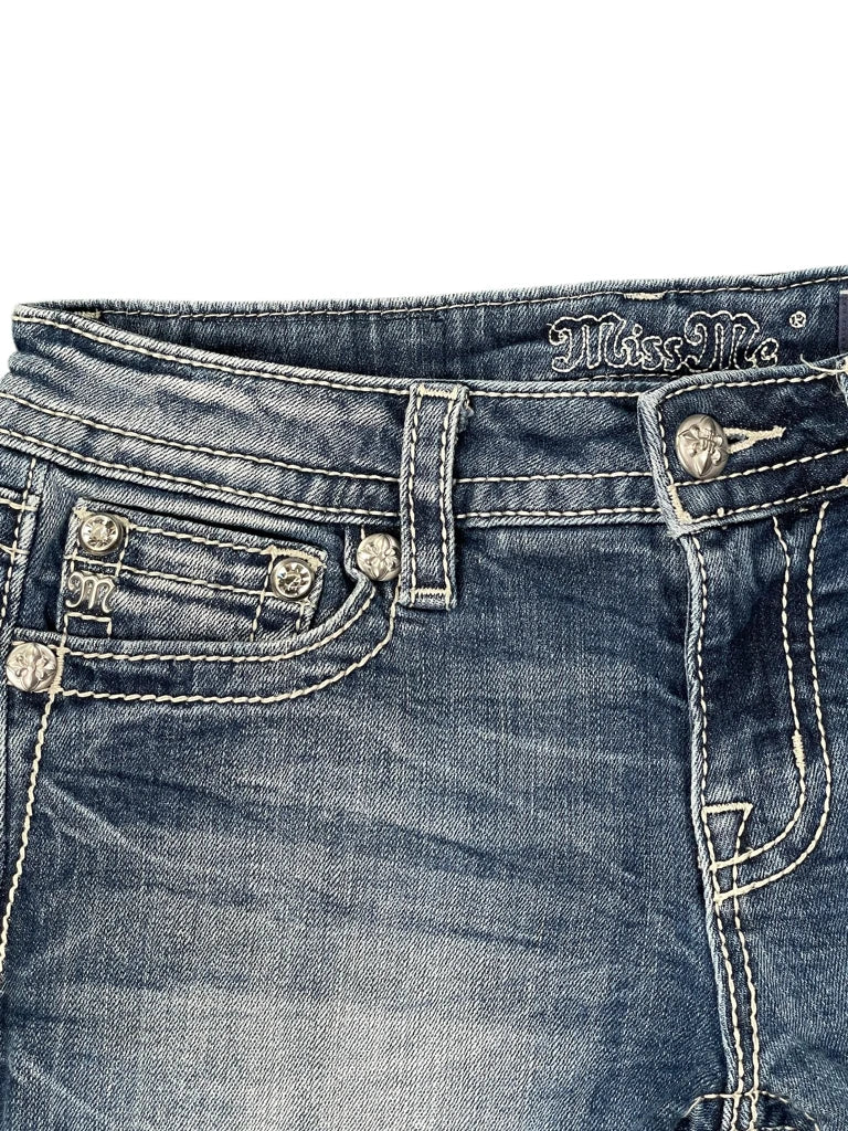 Miss Me Light Wash Rolled Hem Denim Hotpants (L)