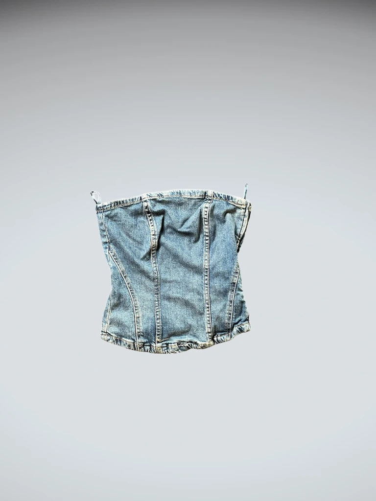 Y2K Denim Corsage Top im Tube-Style (S)