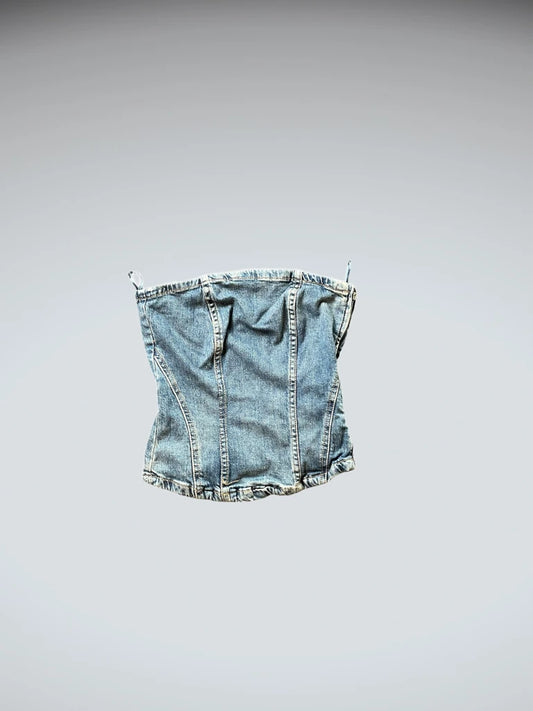 Y2K Denim Corsage Top im Tube-Style (S)