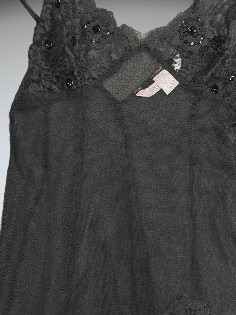 Sultry Black Lace Babydoll Lingerie Top (XS)