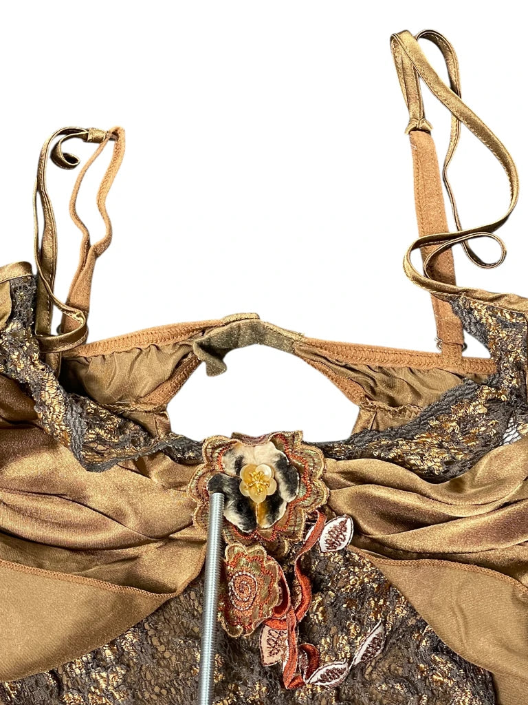 Golden Brown Satin Lace Camisole (S)