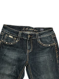 Dark Wash Embellished Flare Jeans (S)