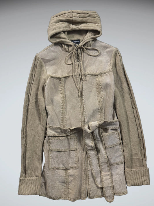 Le Chateau Beige Genuine Leather Coat (XS)